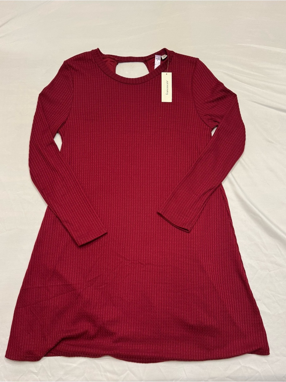 Francesca's Collections Maroon Cut Out Sweater Dress - Picture 1 of 3